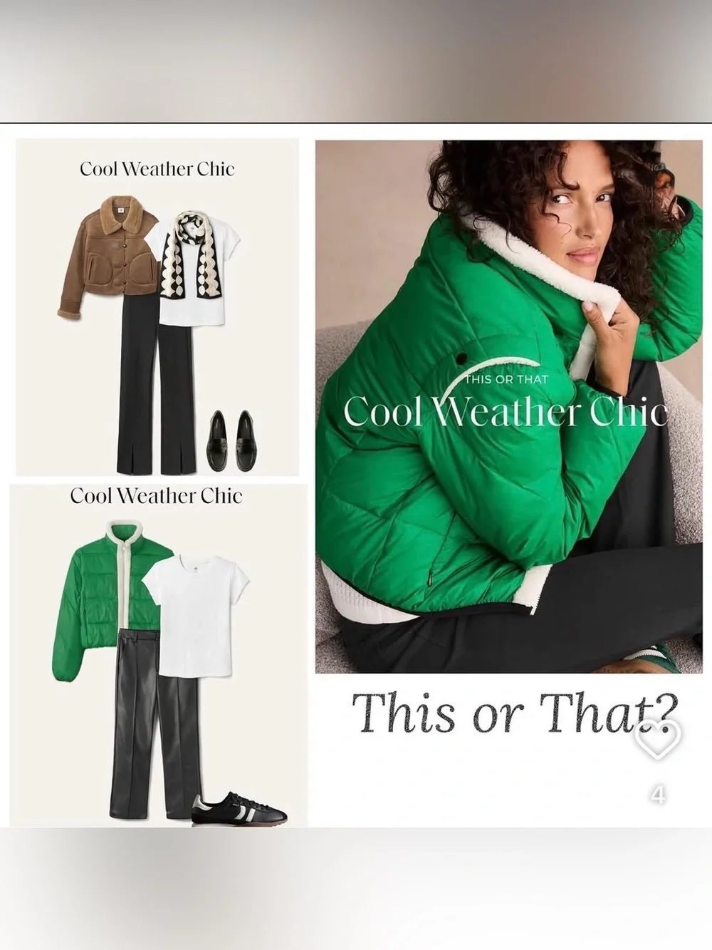 CAbi Vibrant Green Puffer Jacket with White Sherpa Trim